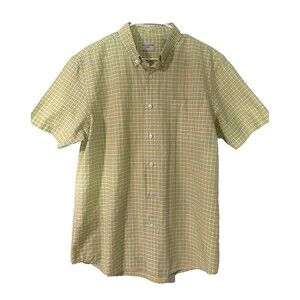 Men’s Dockers Dress Shirt Size L (16-16 1/2) Shirt Sleeve Yellow Check Casual